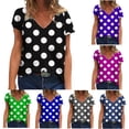 thumbnail image 1 of JDQJBZ T-Shirt à Manches Courtes pour Femmes Haut d'Été, Blouse Décontractée Ample de Mode pour Femmes Impression T-Shirt à Col en V Blouse T-Shirt Imprimé, 1 of 5