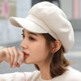 thumbnail image 2 of SikaFu Auutmn Winter Hats for Women Solid Plain Octagonal Newsboy Cap Men Ladies Casual Wool Hat Winter Beret Women Painter Cap, 2 of 6