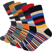 4-6 Pairs Men Dress Socks Funky Colorful Pattern Combed Cotton Crew Socks