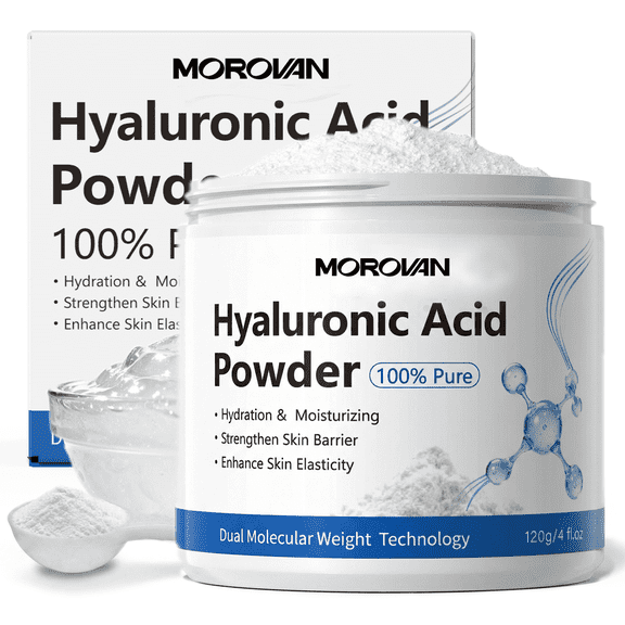MOROVAN Hyaluronic Acid Powder 100 Pure Dual Molecular Weight for DIY Face Serum Moisturizer 4 fl oz