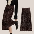 thumbnail image 2 of Telankuip Women's Velvet Sequin Skirts Wrap Sparkly Retro Midi Straight Skirt High Waist Stretchy Bodycon Night out Party Outfits Coffee One Size, 2 of 4