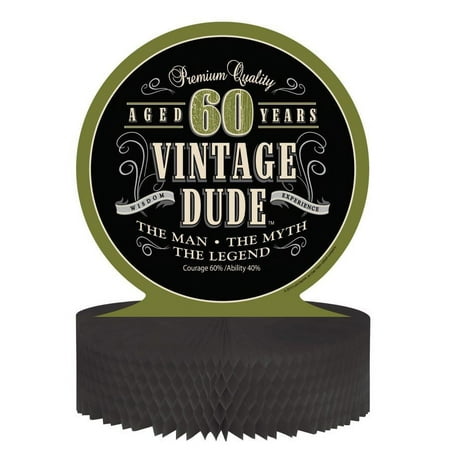 Access Vintage Dude 60th Birthday Honeycomb Centerpiece, 1 Ct