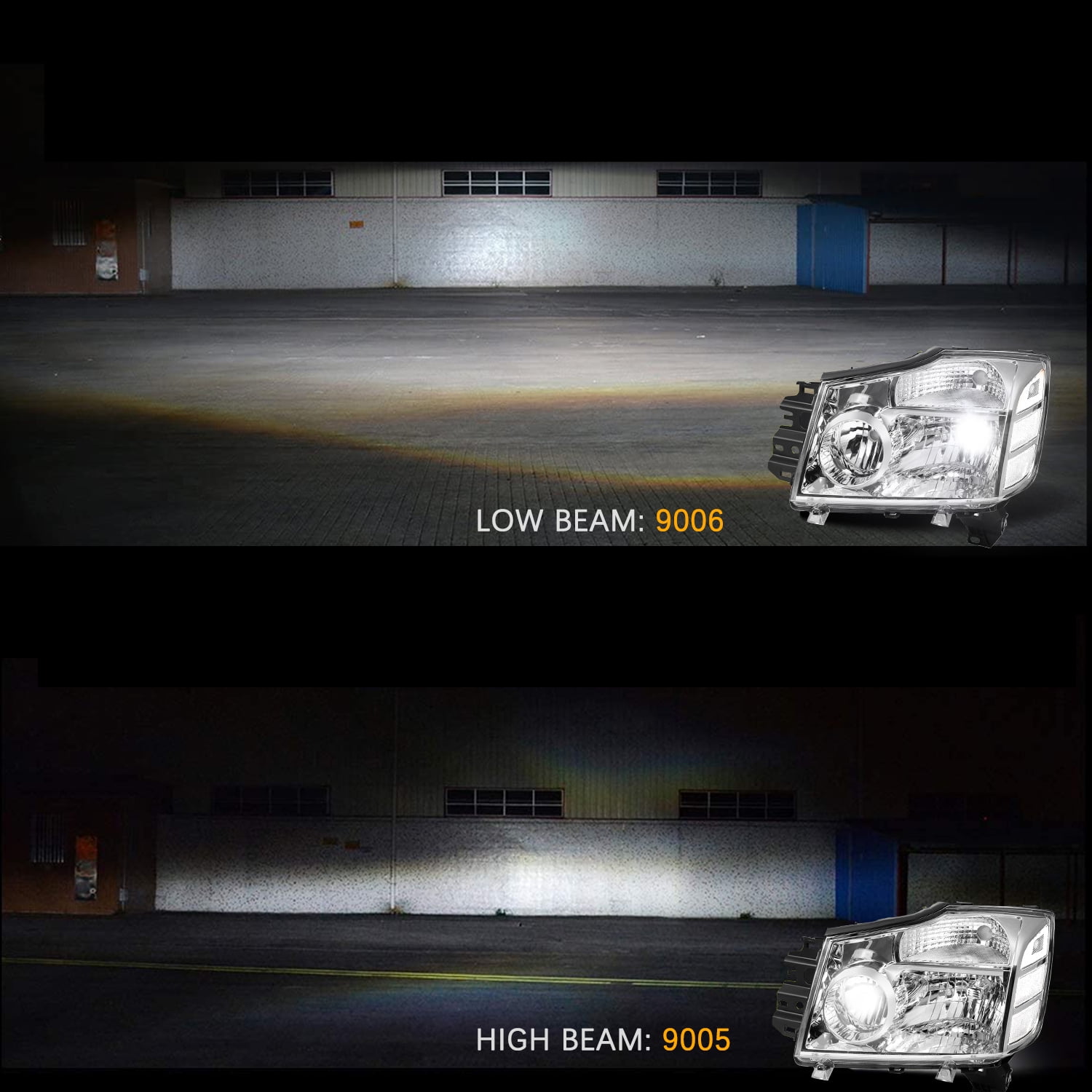 For 2004-2015 Nissan Titan/04-07 Armada Chrome Headlights 04-05 Headlamps Pair