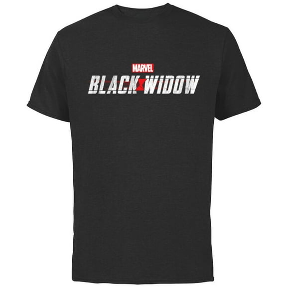 Marvel Black Widow Movie Logo - Short Sleeve Cotton T-Shirt for Adults - Customized-Black