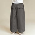 thumbnail image 6 of WPPGONE Little Girls Wide Leg Trousers Lightweight Cotton Loose Fit Baggy Cargo Pants with Pockets Toddler Casual School Fashion Everyday Long Pants, 6 of 6