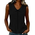 thumbnail image 2 of Shihyeh Women’s Sleeveless Peter Pan Collar Solid Color Casual Cutwork Detail Blouse Top, 2 of 7