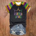 thumbnail image 2 of Vinsonshop Mardi Gras Womens Shirt Fat Tuesday Carnival Costume Crew Neck Graphic T Shirts Graphic Party Top T Shirts for Women Loose Fit Graphic Tee Holiday Outfit for Women Black XL, 2 of 4