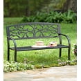 thumbnail image 2 of Plow & Hearth Tree of Life Metal Garden Bench, in Black, 2 of 2