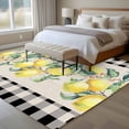 thumbnail image 4 of Yellow Lemons Area Rugs 5'x8', Washable Small Throw Rugs for Classroom Bedroom, Summer Botanical Black White Plaid Rustic Indoor Outdoor Rug Non-Slip Low Pile Carpet Runner Reversible Floor Mats, 4 of 8