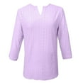 thumbnail image 4 of Ladies' Fashionable Solid Color V Neck Three Quarter Sleeve Shirt Top, 4 of 5