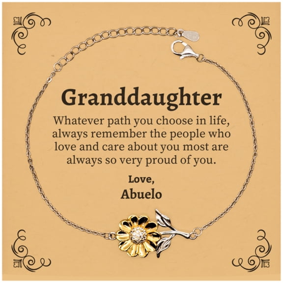 Granddaughter Sunflower Bracelet, Always so very proud of you, Inspirational Granddaughter Birthday Supporting Gifts From Abuela