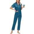 thumbnail image 2 of felwors Womens Pajamas Sets Comfy Cool Feeling Cotton Pajama Set Casual Soft Sleepwear Nightwear Loungewear Blue, XL, 2 of 8