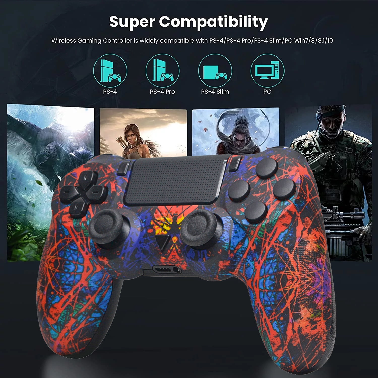 Wireless Game Controller for PS4, Compatible with Puerto Rico Ubuy