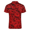 thumbnail image 5 of Valentine's Day Rose Flower Men Zipper T-shirt Summer Casual Short Sleeve T-shirt Top, 5 of 7