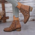 thumbnail image 5 of Women's Fashion Round-Toe Leopard Print Chunky Heel Large Size Fashion Boots Leopard Print, 5 of 6