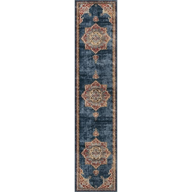 Unique Loom Utopia Vintage Inspired Rug 2' 7 x 12' Runner Navy Blue/Burgundy