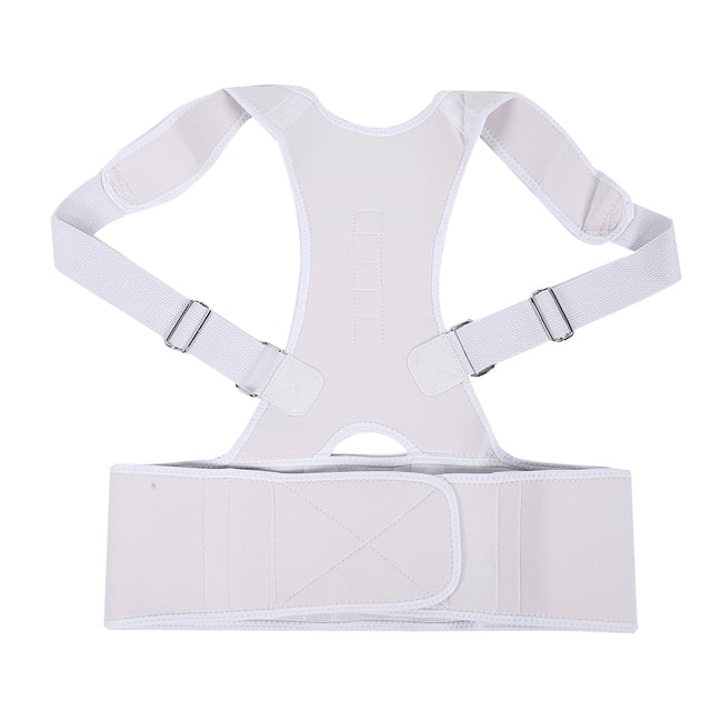 Corrector de postura de terapia magnética, soporte para espalda y columna vertebral, cinturón de corrección jorobado (blanco) M