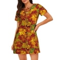 thumbnail image 1 of Fotbe Vintage maple leaf autumn Bata de Dormir para Mujer con Estampado, Camisón de Algodón de Manga Corta, Ropa de Dormir Casual, 1 of 6