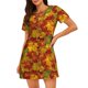 thumbnail image 1 of Balery Vintage maple leaf autumn Camisón de manga corta con cuello redondo para mujer, cómodo y elegante., 1 of 6