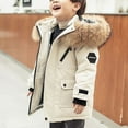 thumbnail image 6 of Kids Girls Boys Winter Coats Lightweight Hooded Puffer Jacket Kid Parka Fleece Snow Outwear Beige 15-16Years, 6 of 7