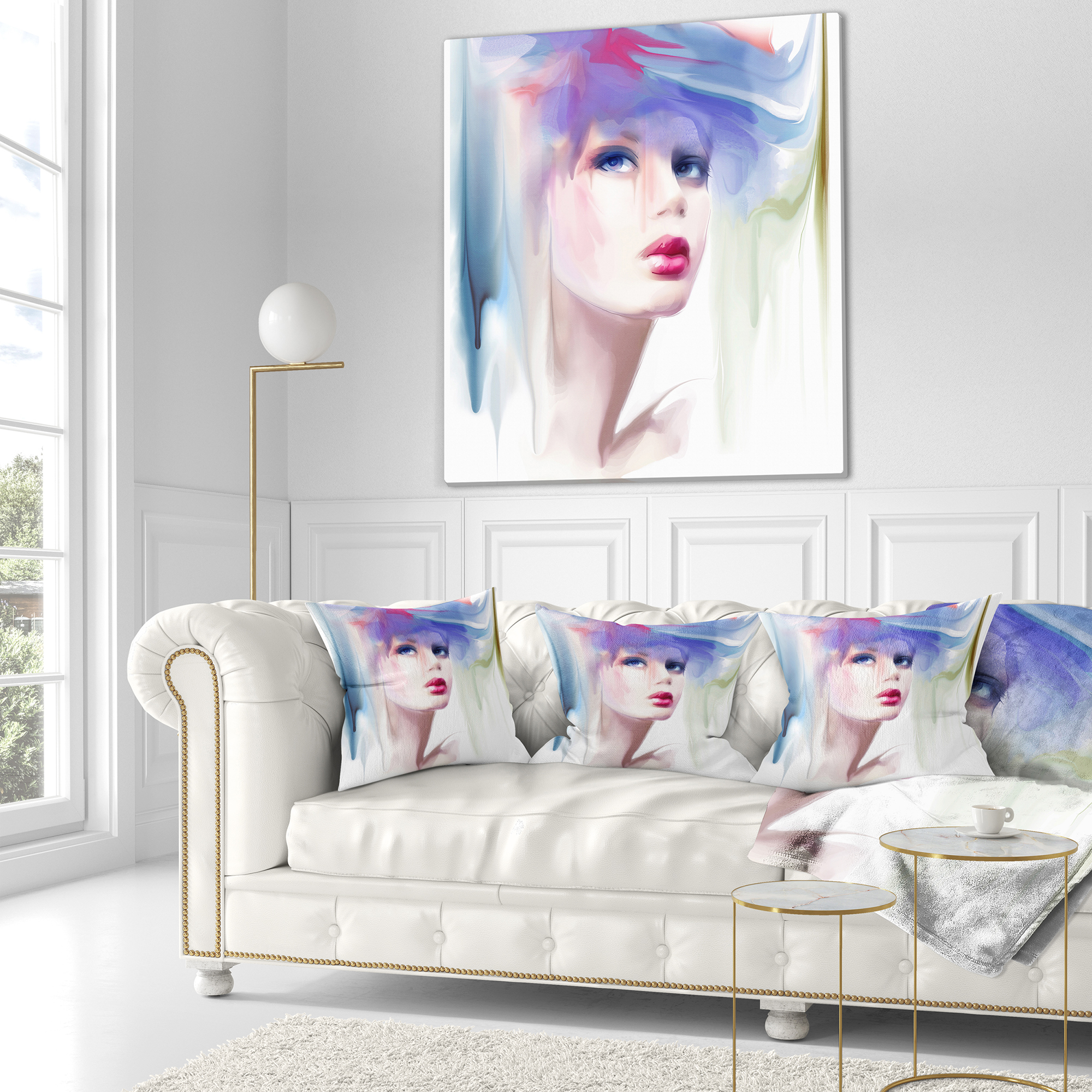 Designart Portrait of Beautiful Girl - Portrait Throw Pillow - 16x16