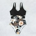 thumbnail image 4 of WREESH Women's Boho Print One Piece Swimsuit Tummy Control Cutout High Waisted Beach Bathing Suit 2025 Black, 4 of 8