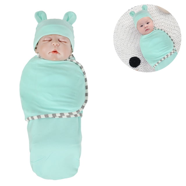 Envoltura de bebé con sombrero Paños para eructar de bebé recién nacido hechos de algodón orgánico cómodo, saco de dormir para bebé niña niño 0-3 meses Xemadio 221020-2