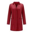 thumbnail image 4 of BLOCLOALO Long Sleeve Cardigan for Women Button Up Sweaters Fashionable and Casual Solid Color Button Tie Pocket Cardigan Jacket Collared Shirts Office Cardigan Boyfriend Sweaters for Women Red M, 4 of 8