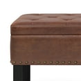 thumbnail image 3 of Simpli Home Lomond 43" Wd. Storage Ottoman Bench in Distressed Saddle Brown Faux Leather, 3 of 6