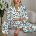 thumbnail image 5 of KLL Bears and Tropical Leaves Print Women's Long Sleeve Pajamas with Pants Sleepwear Loungewear 2 Set-XX-Large, 5 of 7