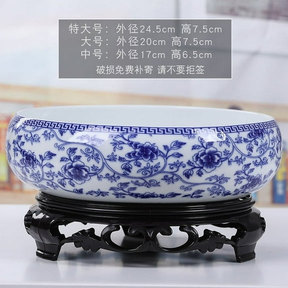 Daiosportswear Ceramic Flower Bowl,Indoor Outdoor Hydroponic Planter with Stand,Bonsai Bowl,Ceramic Construction,Elegant Design,for office/Garden/Balcony,Water-Based Plants,Plant Container