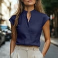thumbnail image 3 of TGSLY Notch V Neck Linen Blouses Lightweight Soft Dressy Casual Cap Sleeve Shirts Versatile Office-Casual Fit Solid Color Tops XXXL, 3 of 7