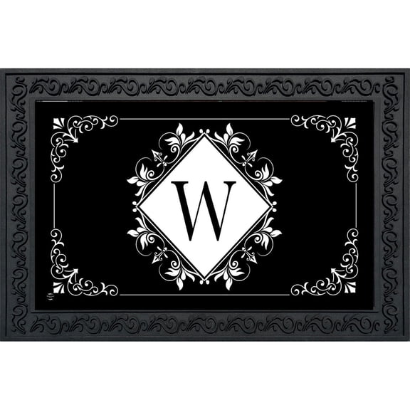Briarwood Lane Everyday Doormat 30x18 Indoor Outdoor Black and White Monogram W Doormat