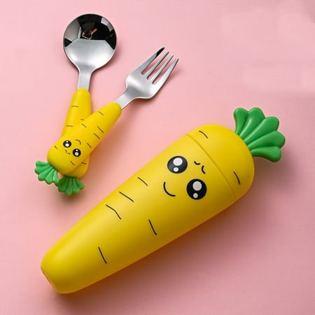 

MATHOWAL 3PCS Baby Feeding Utensils Cartoon Fork Spoon Child Cutlery Set Kid Tableware Kitchen Gadgets Cake Vegetable Fork Teaspoon