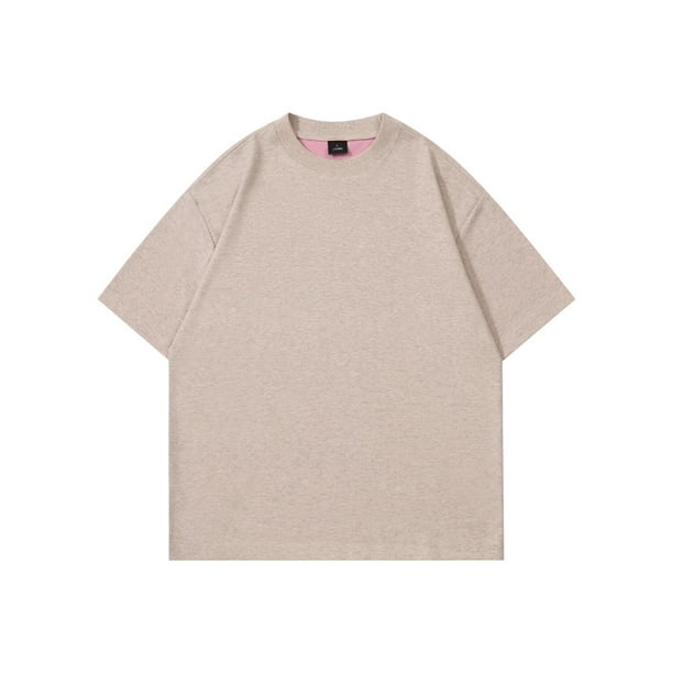 Blusas y camisas de manga corta y cuello redondo para hombre, blusas casuales de dos caras de color liso con cuello redondo y manga corta para hombre.