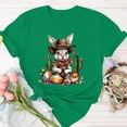 thumbnail image 3 of Mujeres de Manga Corta Tops Casual Nuevo Cuello Redondo Pascua, Ligera Camiseta de Poliéster Spandex, 3 of 4