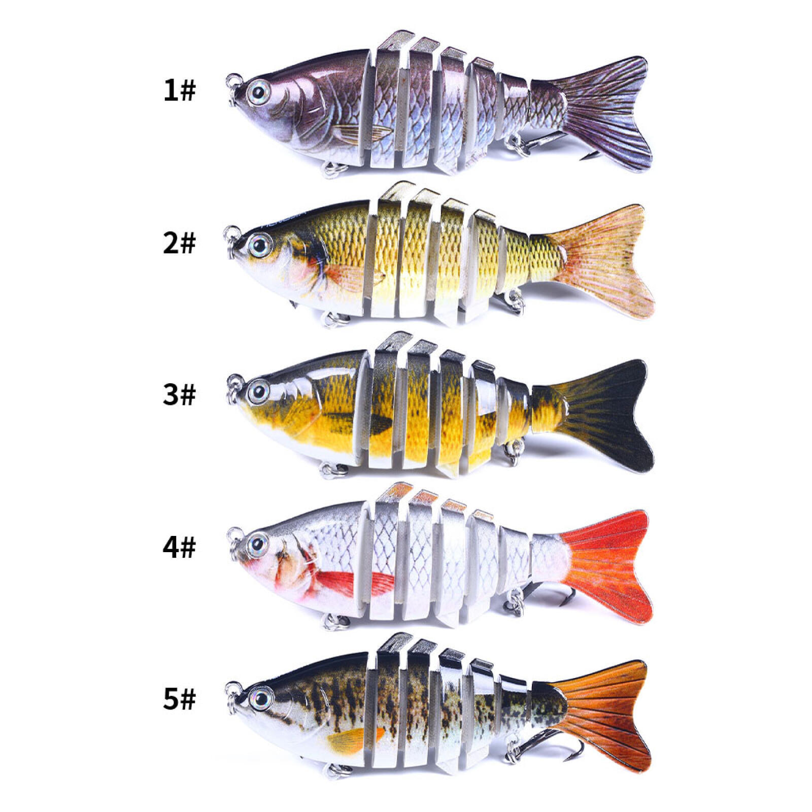 HENGJIA Fishing Lures 5pcs Multi Jointed Fish Fishing Kits Slow Sinking Lifelike Swimbait Freshwater and Saltwater for Trout Bass Lures, 3.93"/0.54oz