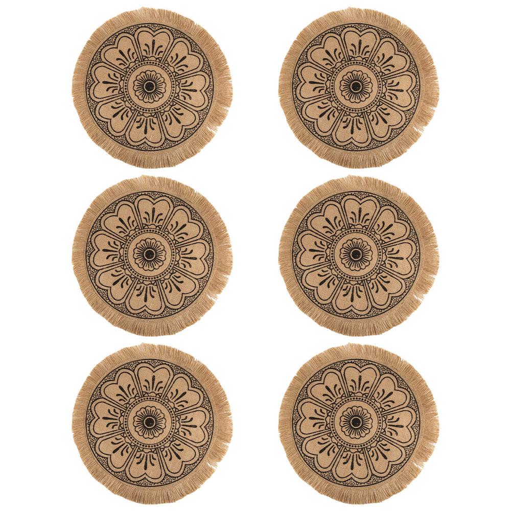 Boho Round Placemats Set of 6 Kitchen Plate Mats Runners for Dining
