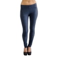 thumbnail image 3 of Vivian's Fashions Long Leggings - Knit Denim, Junior Size (Blue, 1X), 3 of 5