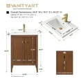 thumbnail image 2 of Vanity Art 24" Double Door Bathroom Vanity with Sink, Freestanding Storage Cabinet with Ceramic Top, and Removable Shelve, 2 of 9