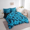 thumbnail image 3 of Feelyou Pixelated Blocks Miners Bedding Comforter Set 7pcs, Blue Abstract Full Bedding Set, 3 of 8