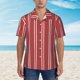 thumbnail image 2 of Balery Stripes Red White Camisas hawaianas de manga corta para hombre, camisas playeras de corte holgado, camisas de vacaciones con botones,Small, 2 of 7