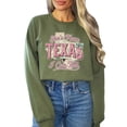 thumbnail image 6 of Shes From Texas I Can Tell Sweatshirt for Women Western Cowgirl Graphic Pullover Army Green Sweatshirt Adult Large, 6 of 7