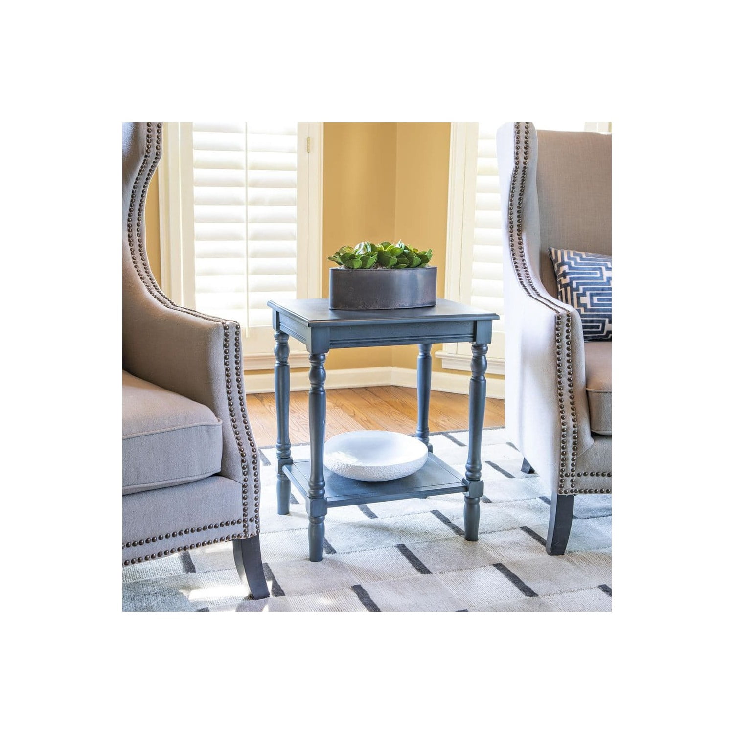 Decor Therapy Simplify End Table with Shelf, Casual, 15.7" x 19.5" x 24"- Antique White