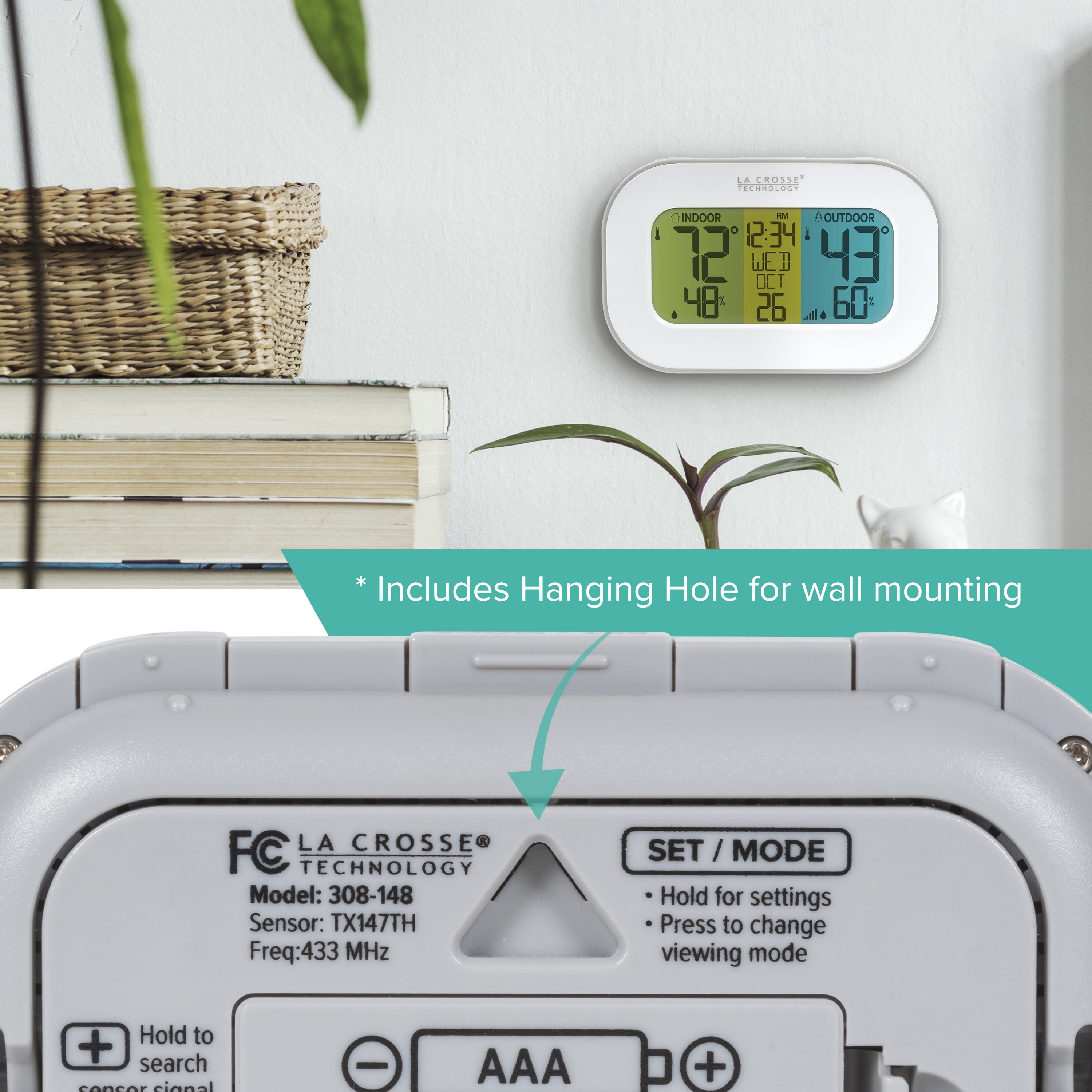 La Crosse Technology Tri-Color Digital Wireless Weather Station with Sensor, 308-148