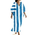 thumbnail image 2 of Uscallm Women Plus Size V Neck Sleeveless Boho Striped Flowy Beach Maxi Dress Loose Long Dresses for Summer Vacation, Light Blue M, 2 of 7