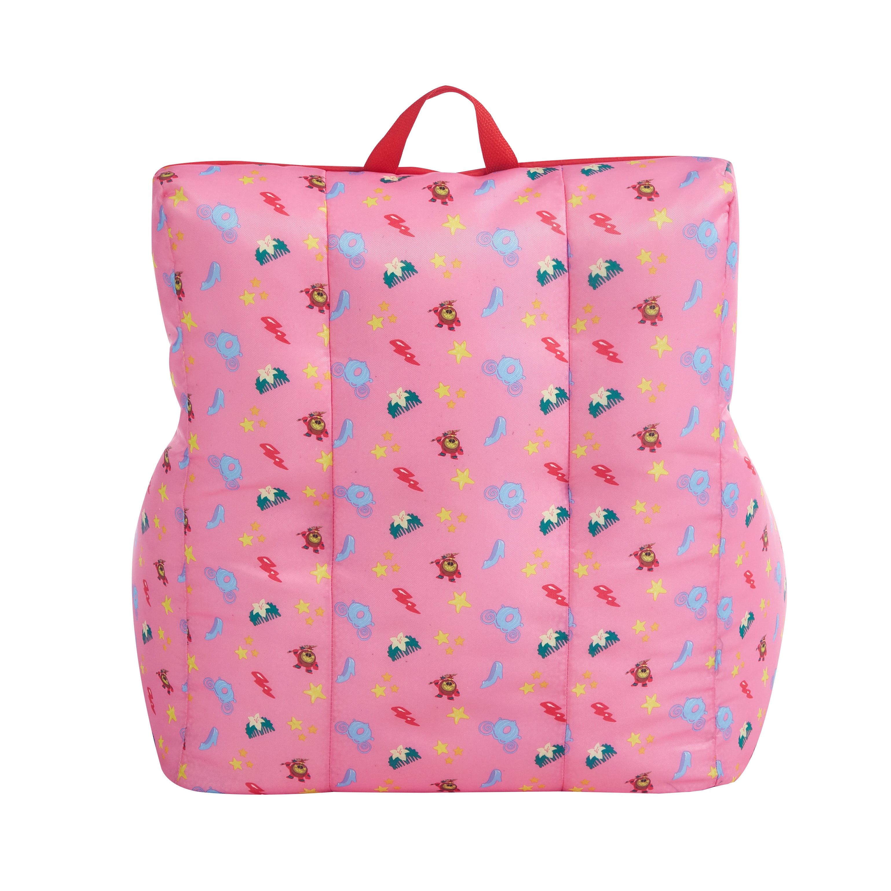 Disney Princess Soft Square Back Bean Bag Chair, Pink Polyester