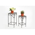 thumbnail image 3 of 21.06" & 26.18" Celtic Clover Square Black/Gold Cast Metal Plant Stand Set of 2, 3 of 3