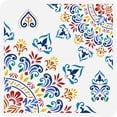 thumbnail image 1 of Plantilla de esquina Mandala para pintar, 11.8x11.8 pulgadas, reutilizable, con patrón floral Mandala. Plantilla decorativa para bordes con patrón de flores., 1 of 7