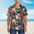 thumbnail image 2 of Pofeuu Rose Flowers Print Hawaiian Shirt for Men Sleeves Casual Button Down Summer Beach Dress Shirts T-Shirts,Small, 2 of 7